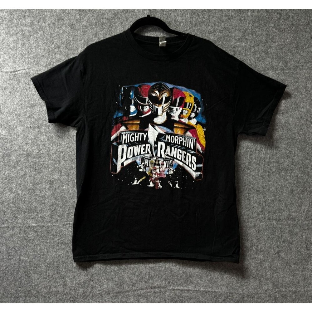 Mighty Morphin Power Rangers Movie T-Shirt Men’s L Black Double-Sided Tee